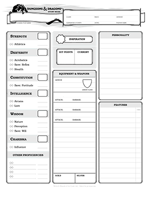 Character Sheet D D 5e Story Mode